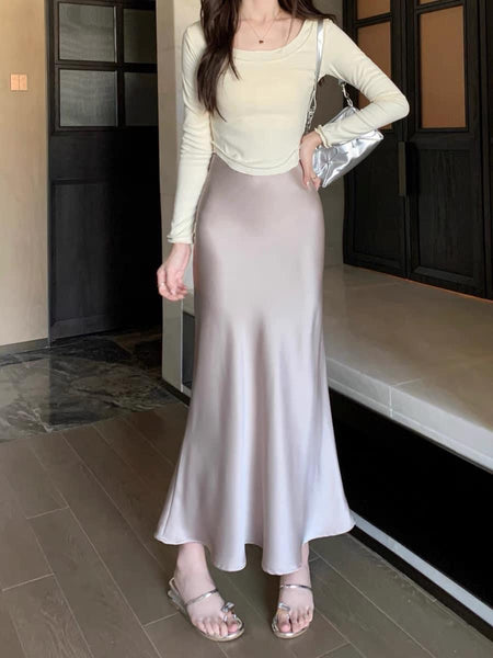 Ivory Satin Skirt