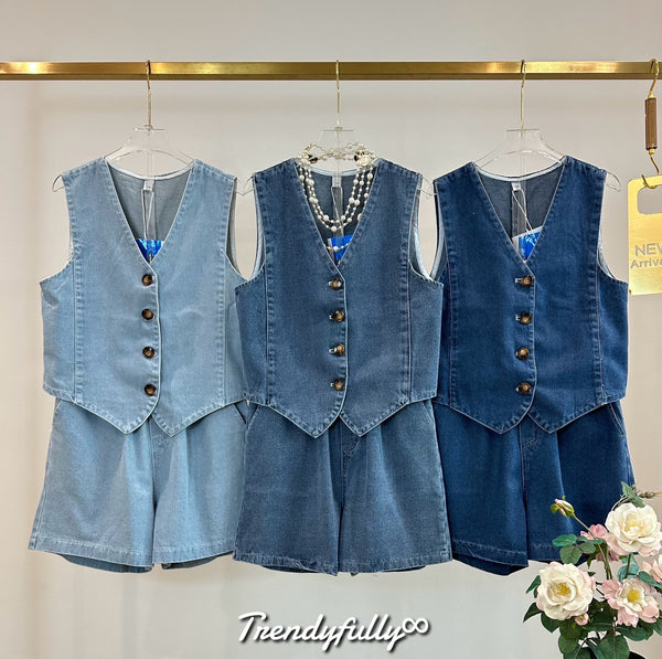 Hyacinth Denim Terno