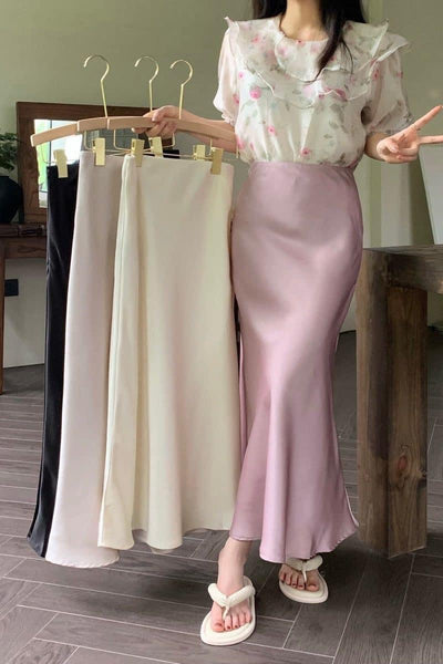 Ivory Satin Skirt