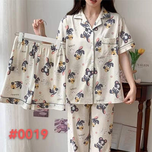 White Bunny 3-in-1  Buttoned Pajama