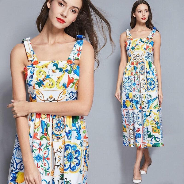 Mosaic Tile-Print Dress