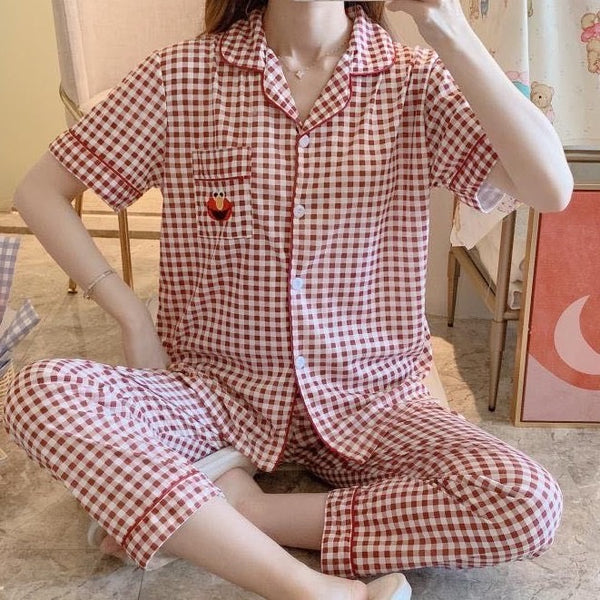 Elmo Checkered Pajama Terno