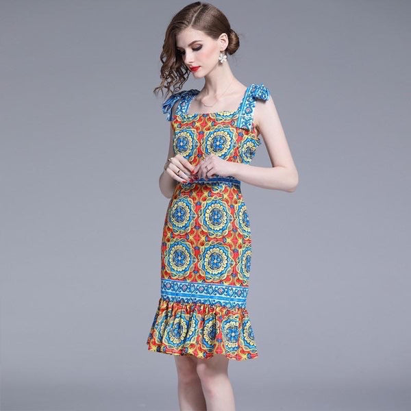 Tile Print Dress