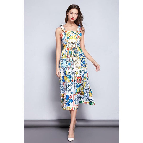 Mosaic Tile-Print Dress