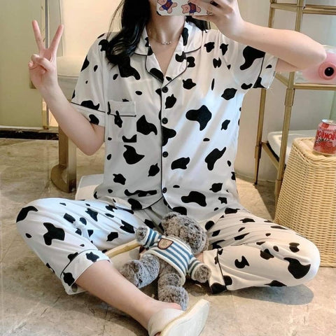 Cow Print Pajama Terno