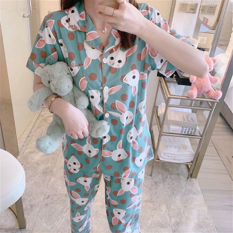 Green Rabbit Short sleeves Pajama