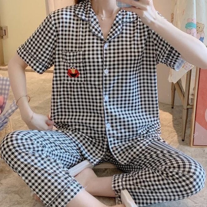 Elmo Checkered Pajama Terno