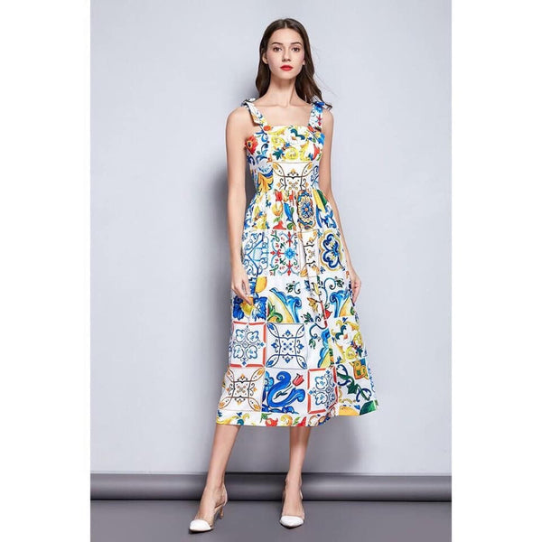 Mosaic Tile-Print Dress