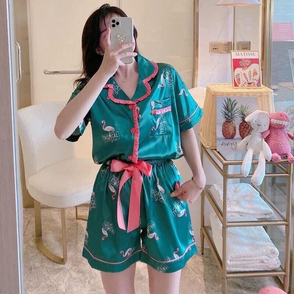 Green Flamingo Terno Pajama